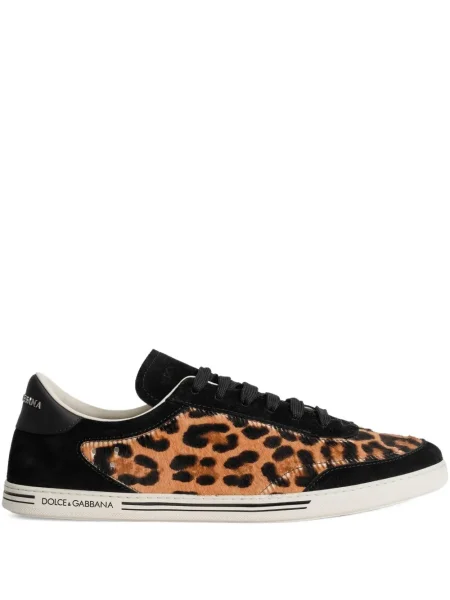 Sneakerși Dolce & Gabbana din piele de căprioară cu imagine cu model leopard maro