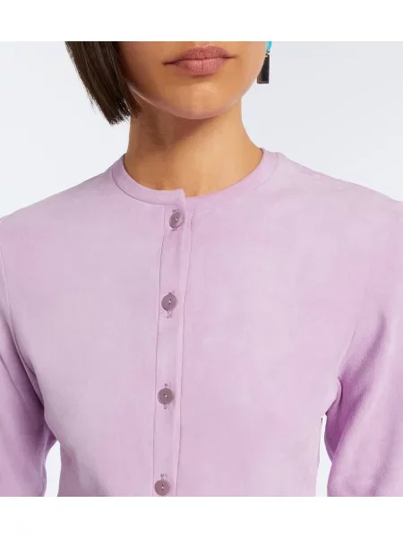 Cardigan Stouls din piele de căprioară violet