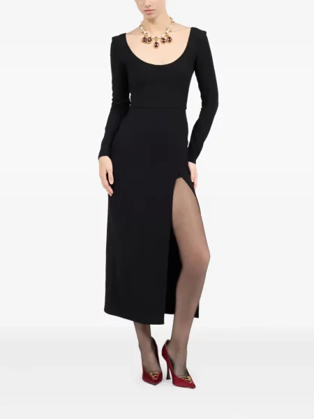 Rochie maxi Roberto Cavalli cu crăpătură lungă de costum negru