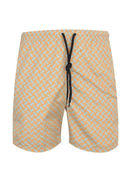 Pantaloni scurți Drumohr cu imagine cu imprimeu geometric cu cordon portocaliu