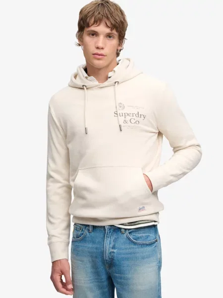 Superdry & Co Mikina Company svetlobéžová hnedá