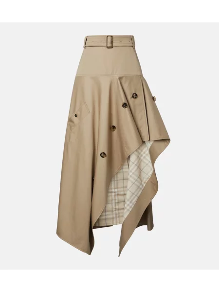 Fustă midi Burberry asimetrică bej