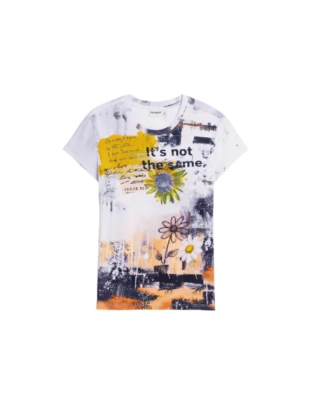 Desigual Tricou galben curry / portocaliu / negru alb