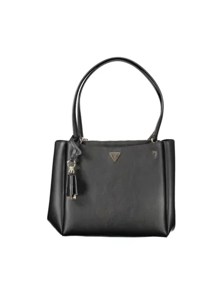 Lniana torebka Guess czarna
