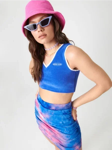 Кроп топ із вишивкою гіацинтовий