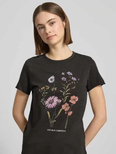 T-shirt w kroju regular fit z czystej Model LUCY' Only czarna