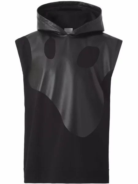 Kožna majica s kapuljačom Burberry crna