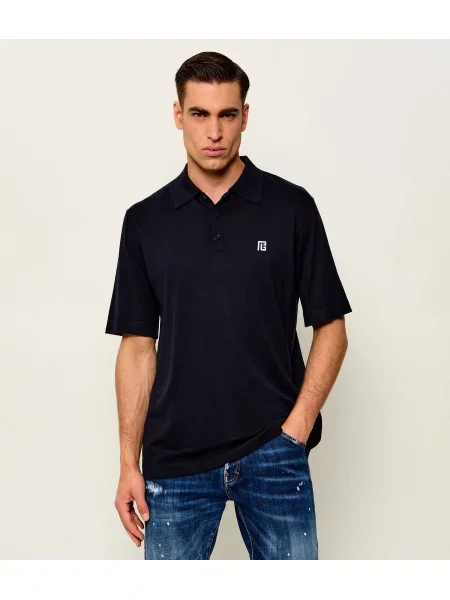 Tricou polo Balmain de mătase negru