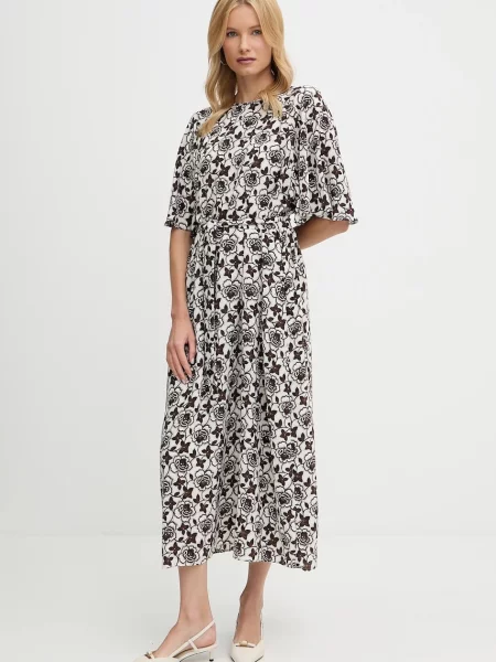 Sukienka o dopasowanym kroju z jedwabiu model ‘VARESE’ Weekend Max Mara brązowa