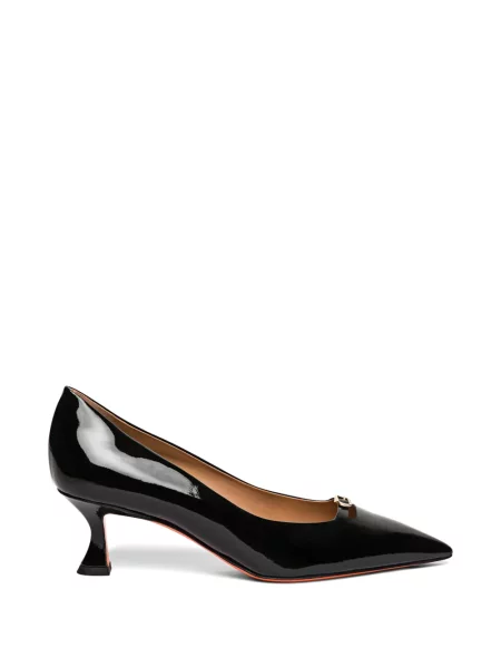 Pantofi cu toc Santoni din piele de lac cu cataramă negru