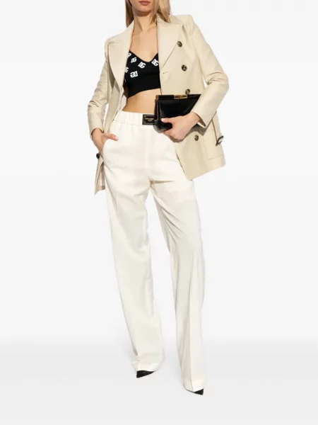 Vilnonės kelnės Dolce & Gabbana balta