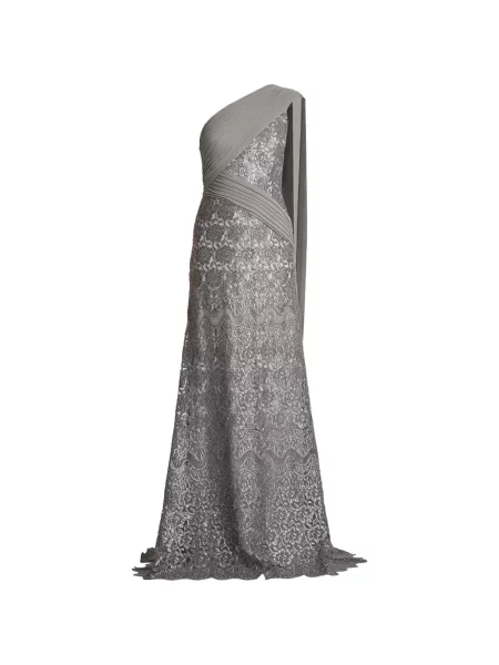 Rochie Tadashi Shoji cu paiete cu un umăr gol gri