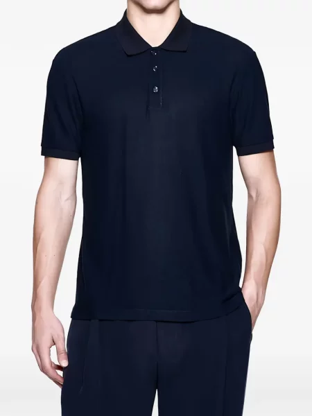 Scurt tricou polo Giorgio Armani cu imprimeu geometric albastru