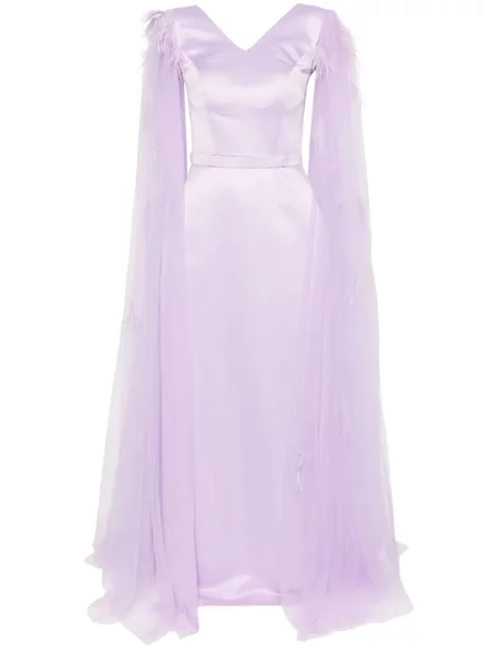 Sukienka Aavva z dekoltem w serek tiulowa fioletowa