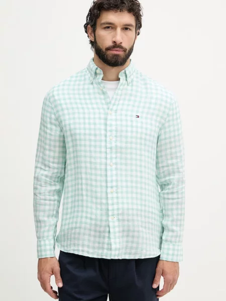 Tommy Hilfiger košile lněná zelená