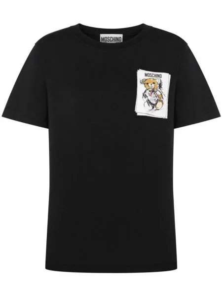 Ursuleț de pluș tricou Moschino cu imagine negru