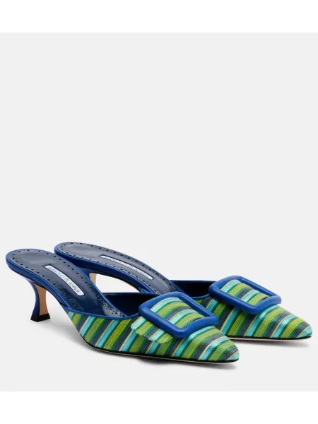 Mules Manolo Blahnik s črtami modra