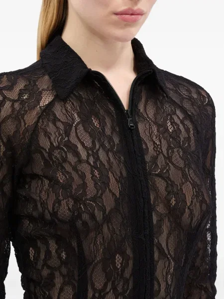 Cămașă Msgm cu model floral din dantelă negru