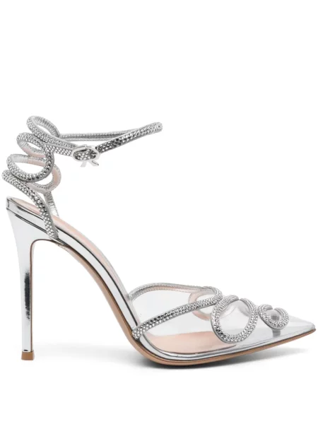 Pantofi cu toc Gianvito Rossi de cristal argintiu