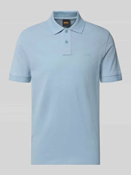 Koszulka polo Boss Orange z krótkim rękawem niebieska