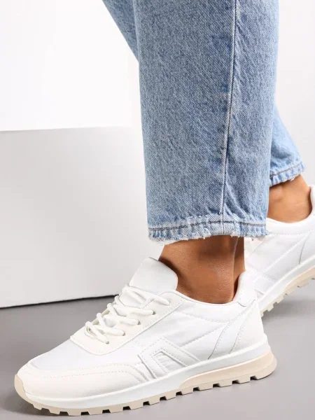 Sneakers Albi cu Șireturi Cashe alb