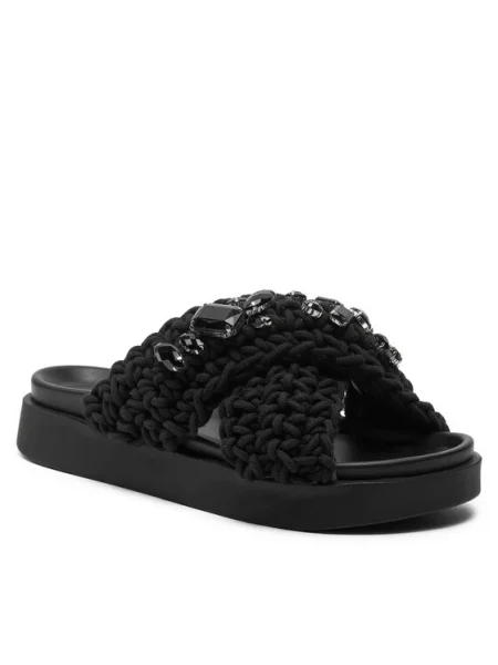 Șlapi Inuikii cu strasuri negru