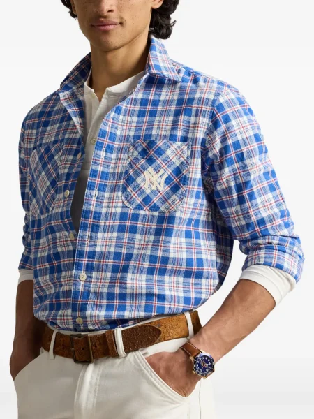 Czapka z daszkiem Polo Ralph Lauren w kratkę z twillu biznesowa niebieska