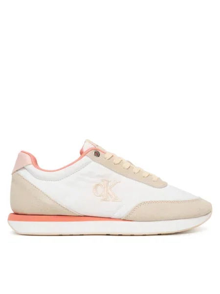 Sneakerși Calvin Klein cu șireturi din dantelă alb