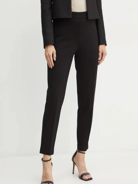 BOSS pantaloni femei drept high waist negru