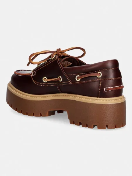 Timberland mokasyny na platformie skórzane brązowe