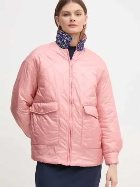 Двостороння куртка Pepe Jeans FLEUR DAILY перехідна oversize рожевий
