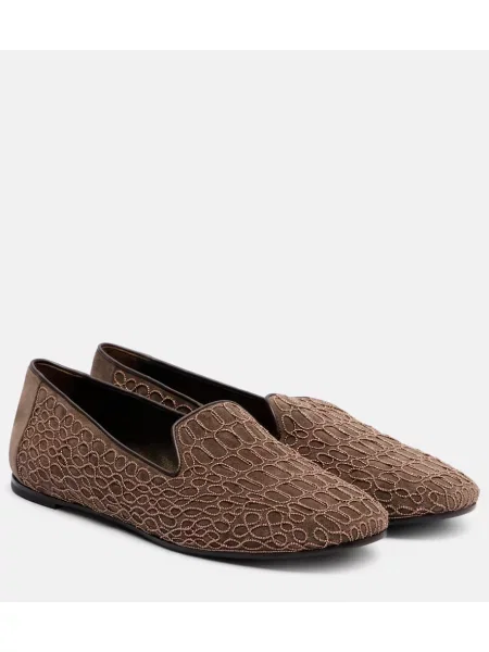 Pantofi loafer Brunello Cucinelli din piele de căprioară maro