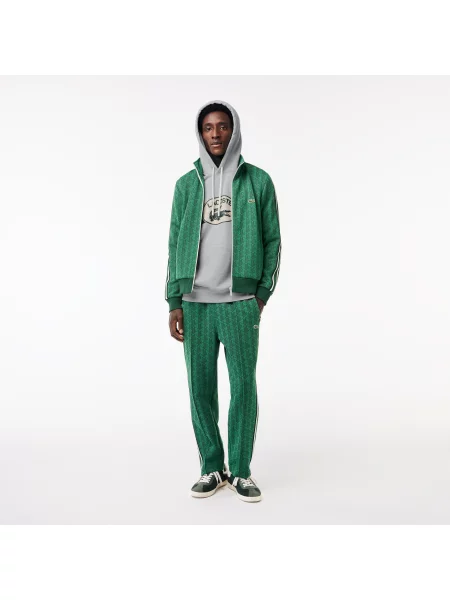 Lacoste Bluza Z Kapturem Z Nadrukiem Classic Fit szara