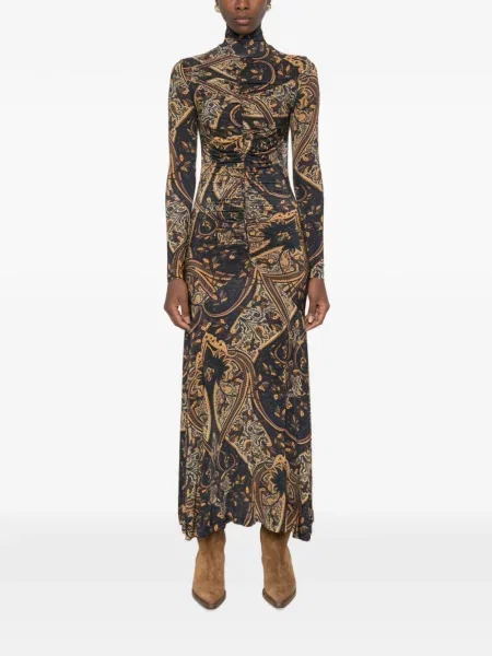 Rochie maxi Ulla Johnson cu imagine cu model paisley albastru