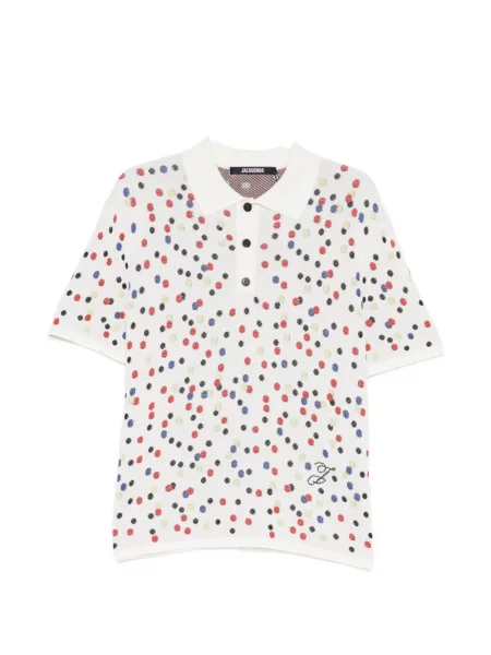 Tricou polo Jacquemus cu buline alb