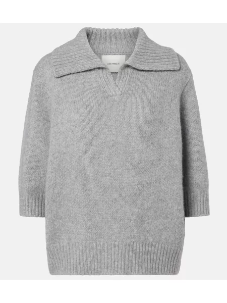 Tricou polo Lisa Yang de mătase gri