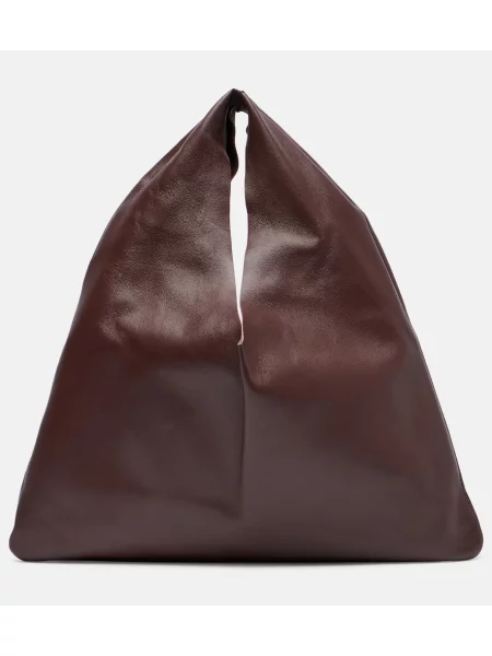 Geanta de piele The Row din piele maro