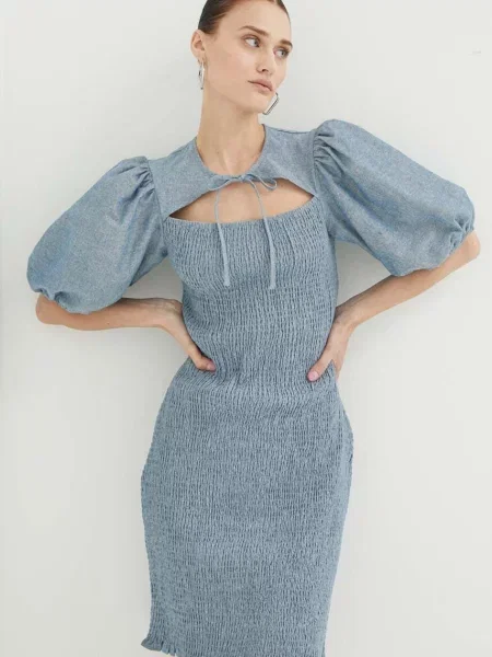 Résumé rochie din in mini mulata albastru