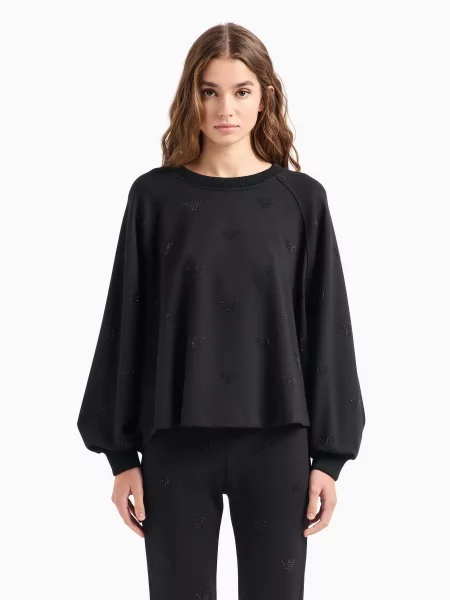 Світшот Emporio Armani віскоза/поліамід чорний