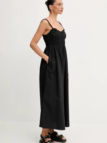 BOSS Orange sukienka maxi rozkloszowana czarny