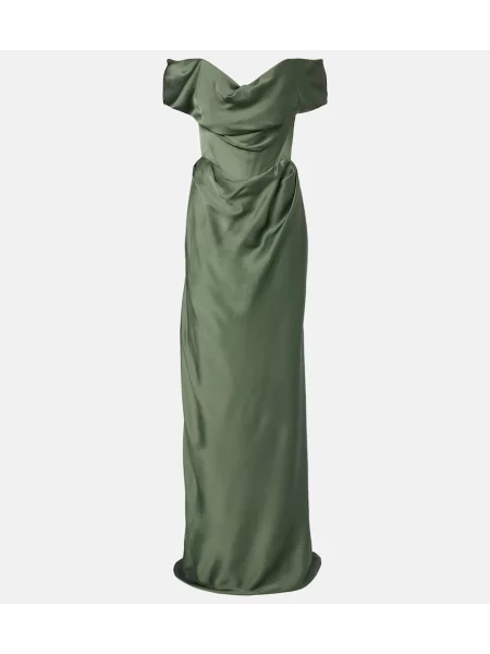 Rochie Vivienne Westwood din satin drapată verde