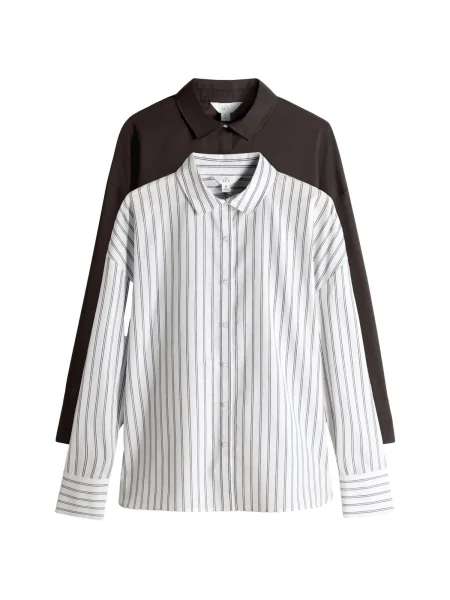 The Set Košile tmavě hnědá / černá bílá