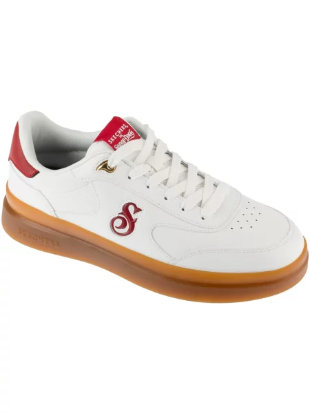 Pantofi Skechers cu șireturi din dantelă alb