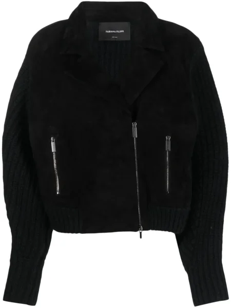 Geacă Fabiana Filippi din piele de căprioară negru