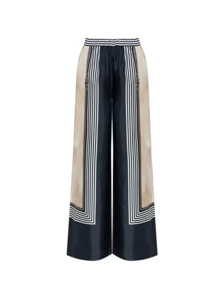 Pantaloni palazzo Max Mara de mătase albastru