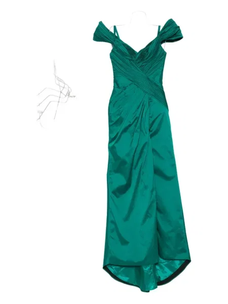 Rochie maxi Tarik Ediz plisată de costum verde