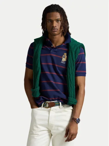 Polo Ralph Lauren Polo Σκούρο Custom Slim Fit μπλε