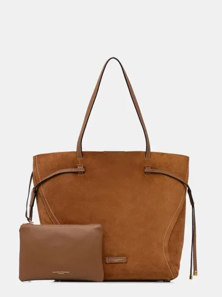 Gianni Chiarini geantă de mână din piele întoarsă VIOLETTE maro