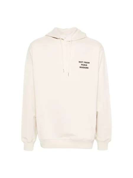 Drole de Monsieur Bluzy Mężczyzna XL Bluza z Kapturem z Napisem beżowy