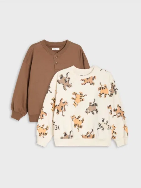 Sinsay Mikiny crewneck loose fit se zvířecím motivem 2 pack vícebarevná